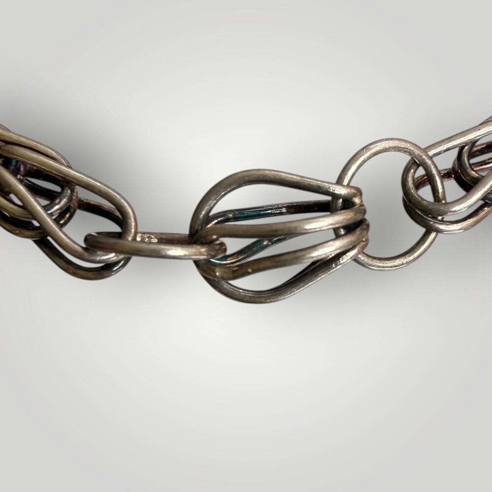 Vintage Sterling Silver 925 Fancy Open Link Bracelet 7.5” 6.4g - Picture 4 of 9